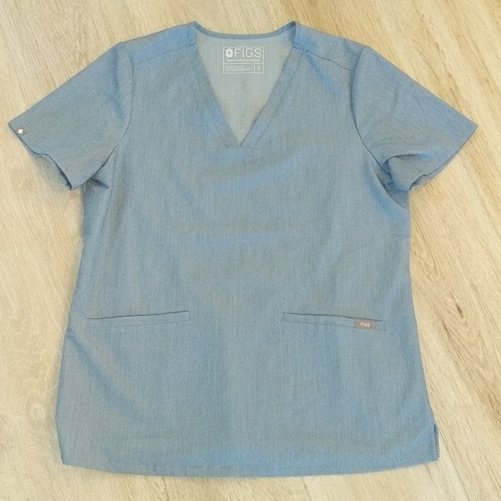 Figs Casma Scrub Top Heathered Indigo M